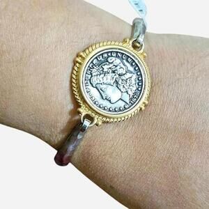NWT Brighton Lady Liberty Two-Tone Coin Bangle Bracelet JF0034